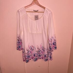 Tu White Floral Tunic W Back Tie 14
